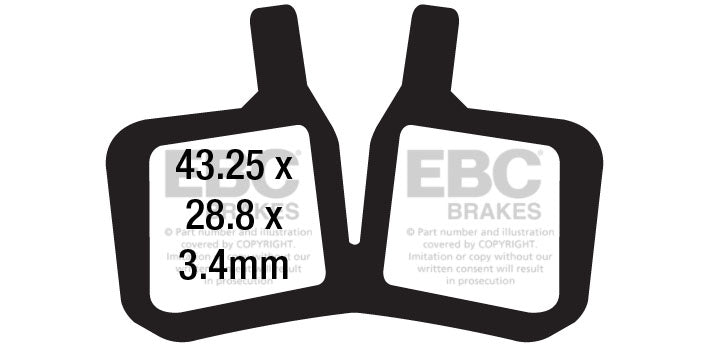 EBC Cycle Brake Pad for MAGURA MT2/4/6/8 MT5/MT7 (2015-ONE PIECE TYPE PAD) 3.9mm THICKNESS (CFA689)